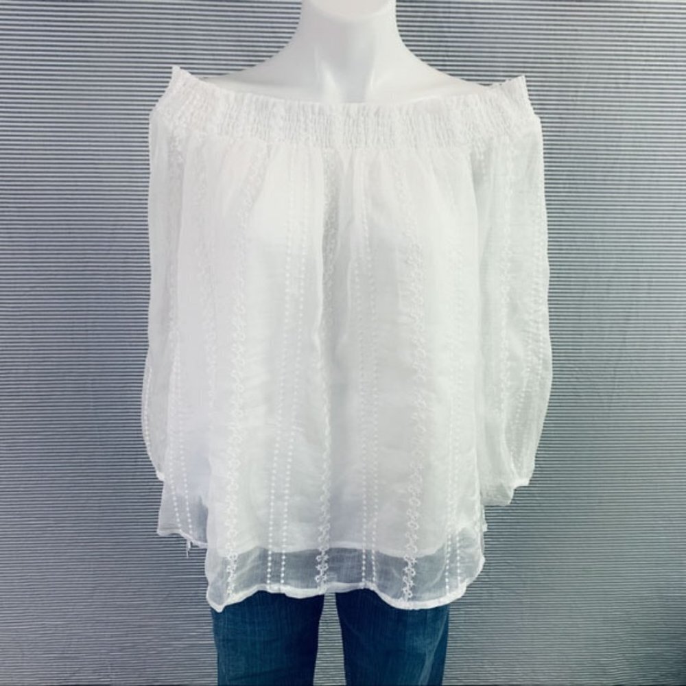 Mystree Smock Neck Off Shoulder Peasant Blouse, Size Medium